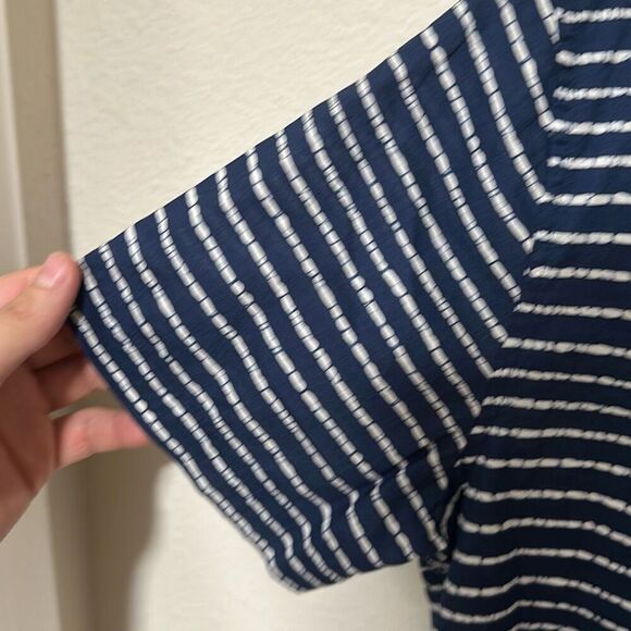 Country Road Mens Navy White Striped Short Sleeve Button Down Shirt Size Medium - Picture 3 of 9